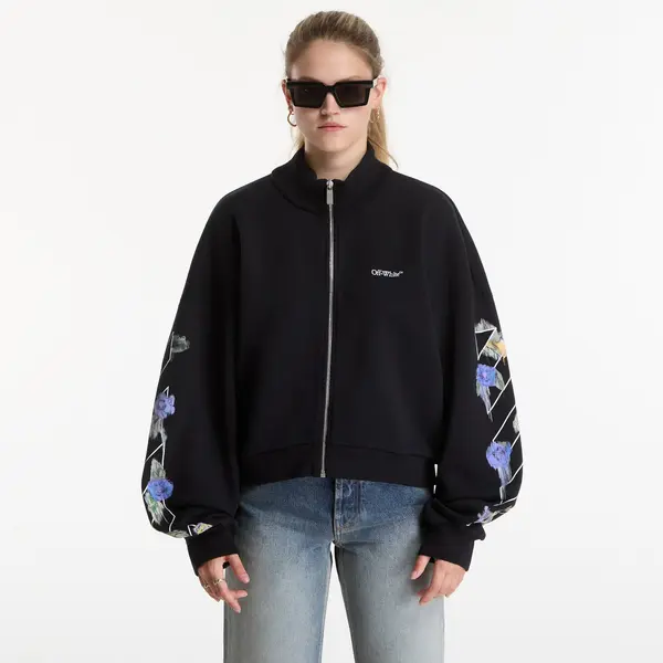 Off-White Суитшърт Off-White Emb Arrow Out Flower Reg Zipup Black Balsam Green M