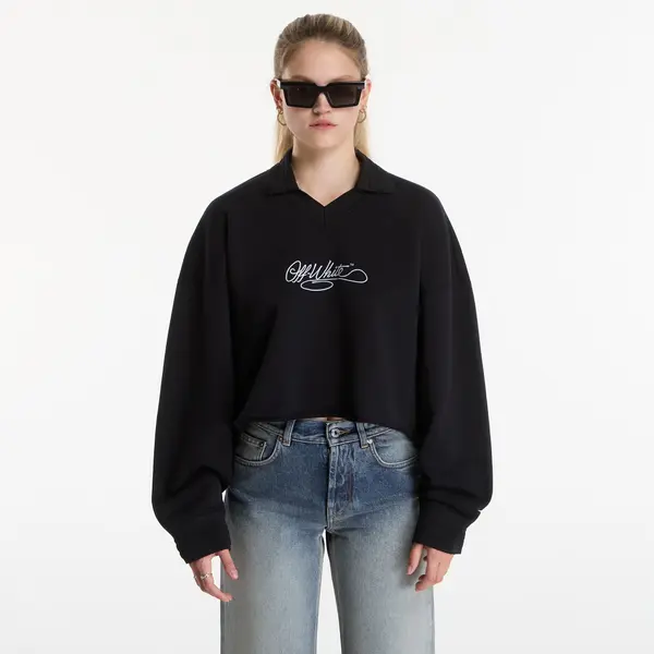 Off-White Суитшърт Off-White Embr Script Crop Polo Crew Black-White M