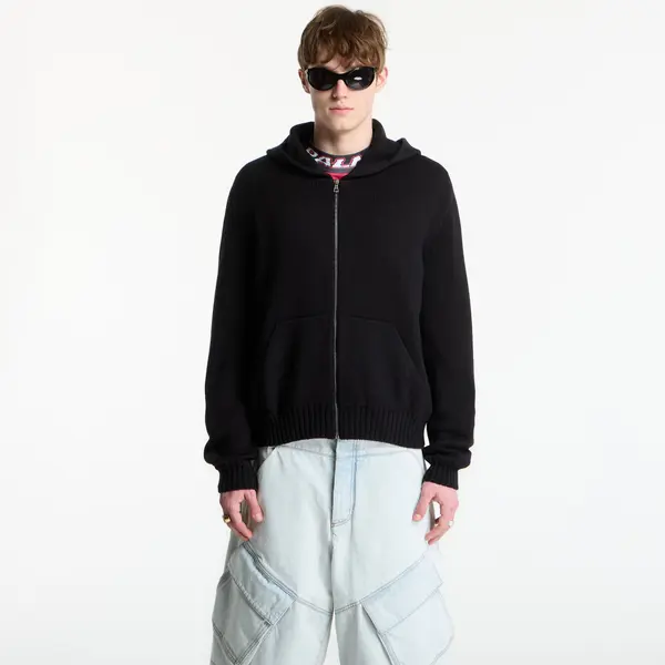 Palm Angels Суитшърт Palm Angels Curved Logo Knit Hoodie UNISEX Black/ Off White S