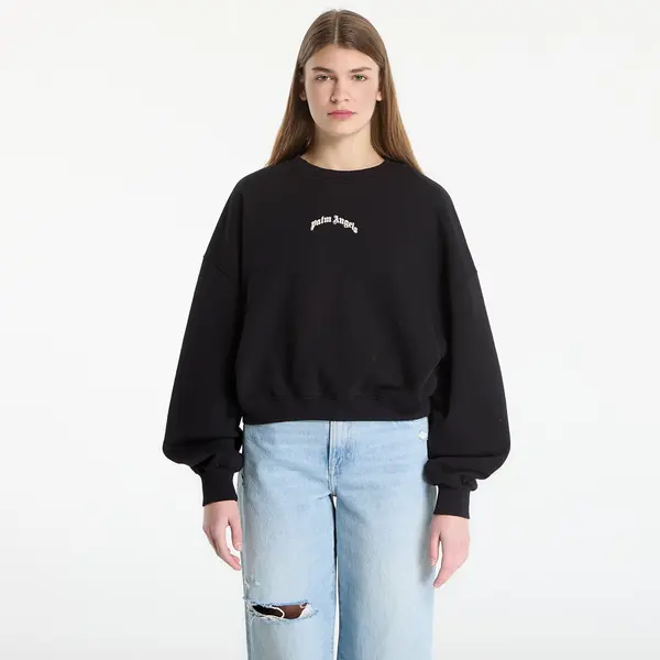 Palm Angels Суитшърт Palm Angels Curved Logo Loose Crop Crew Black/ Tofu L