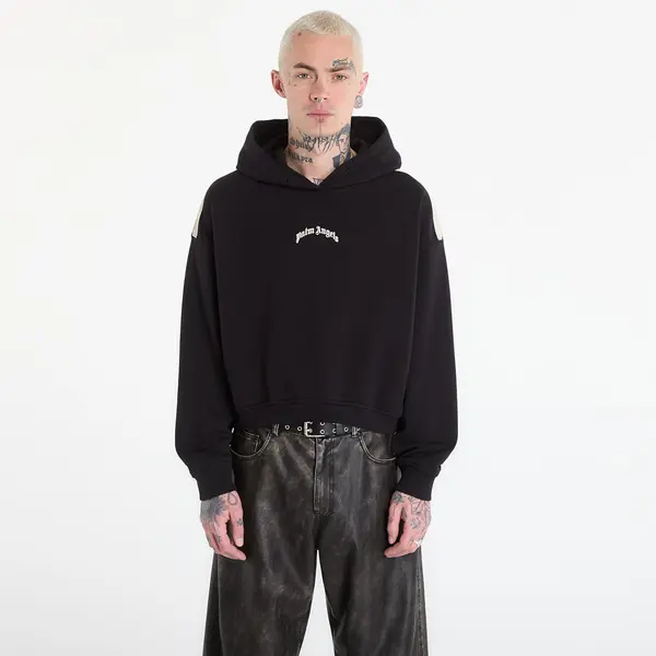 Palm Angels Суитшърт Palm Angels Curved Logo Loose Crop Hoodie Black/ Tofu M