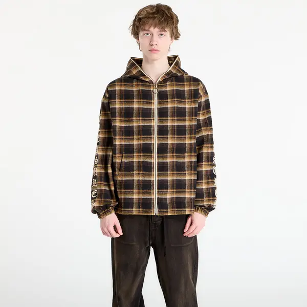 PLEASURES Суитшърт PLEASURES Groove Zip Poncho Hoodie Brown Plaid M