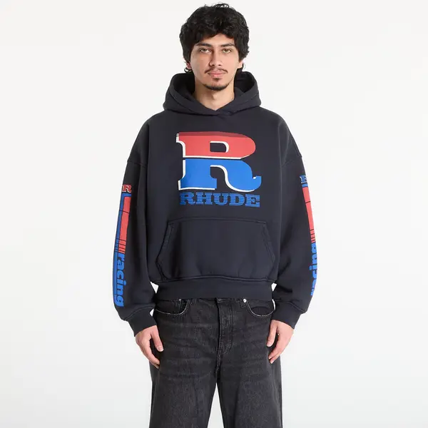 Rhude Суитшърт Rhude Split Petrol Logo Hoodie Vintage Black/ Red/ Blue XXL