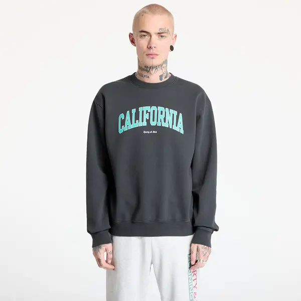 Sporty & Rich Суитшърт Sporty & Rich California Crewneck UNISEX Faded Black/ Spring Green/ White S