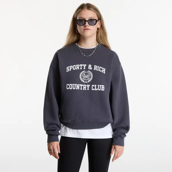 Sporty & Rich Суитшърт Sporty & Rich Varsity Crest Crewneck UNISEX Carbon M