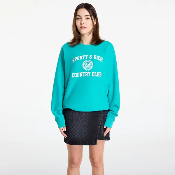 Sporty & Rich Суитшърт Sporty & Rich Varsity Crest Soft Crewneck UNISEX Spring Green S