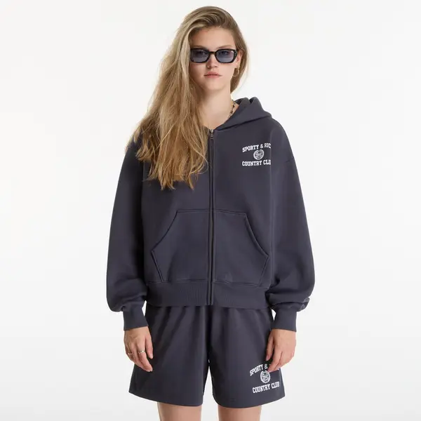 Sporty & Rich Суитшърт Sporty & Rich Varsity Crest Zip Hoodie UNISEX Carbon M