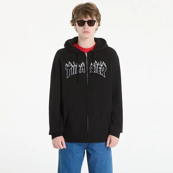 Thrasher Суитшърт Thrasher Flame Embroidered Zip Hoodie Black XXL