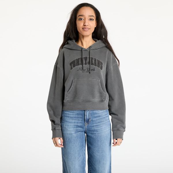 Tommy Hilfiger Суитшърт Tommy Jeans Boxy Crop Varsity Hoodie Black XS