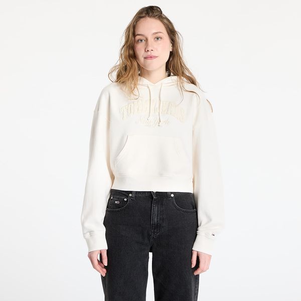 Tommy Hilfiger Суитшърт Tommy Jeans Boxy Crop Varsity Hoodie White L