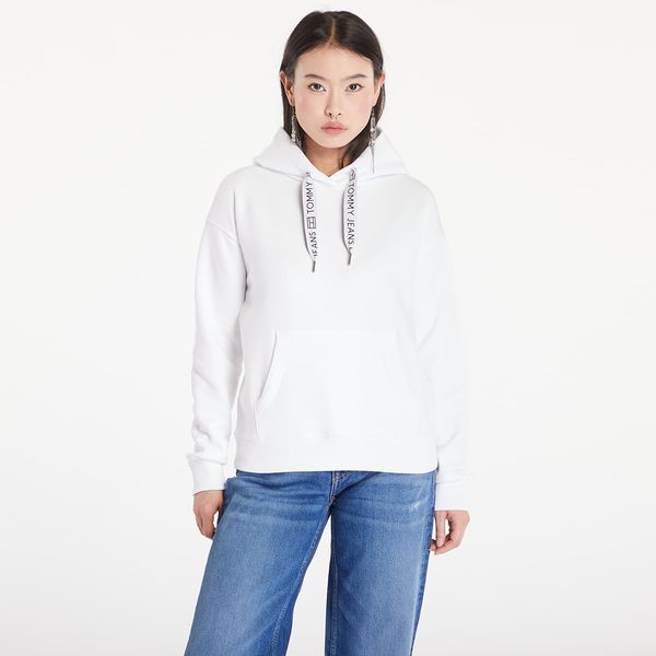 Tommy Hilfiger Суитшърт Tommy Jeans Boxy Logo Drawcord Hoodie White XS