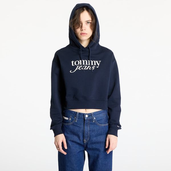 Tommy Hilfiger Суитшърт Tommy Jeans Relaxed Cropped Script Hoodie Blue L
