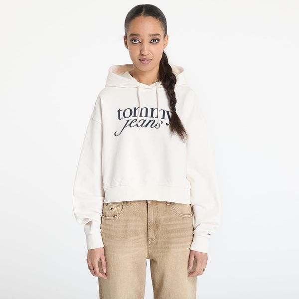 Tommy Hilfiger Суитшърт Tommy Jeans Relaxed Cropped Script Hoodie White S
