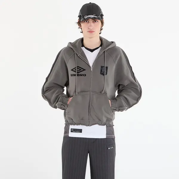 Umbro Суитшърт Umbro by SlamJam Royal Arms Zip Masked Hoodie Smock Grey L