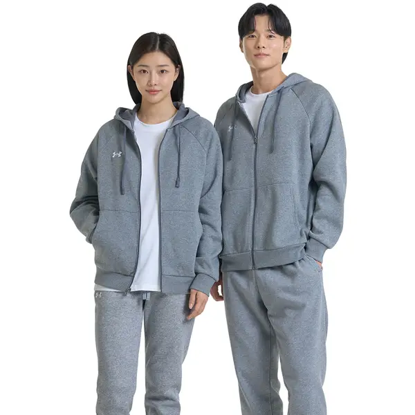 Under Armour Суитшърт Under Armour Rival Fleece FZ Hoodie Castlerock Light Heather/ White L
