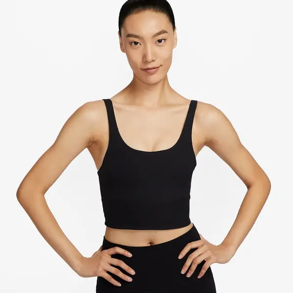 Nike Сутиени Nike Zenvy Wide Ribbed Women's Light-Support Non-Padded Longline Sports Bra Black/ Black/ Pcg3C XL