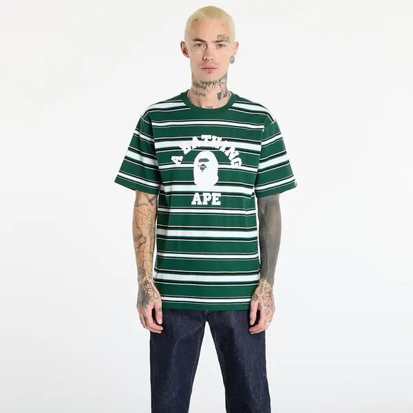 A BATHING APE Тениска A BATHING APE College Stripe Tee Green L
