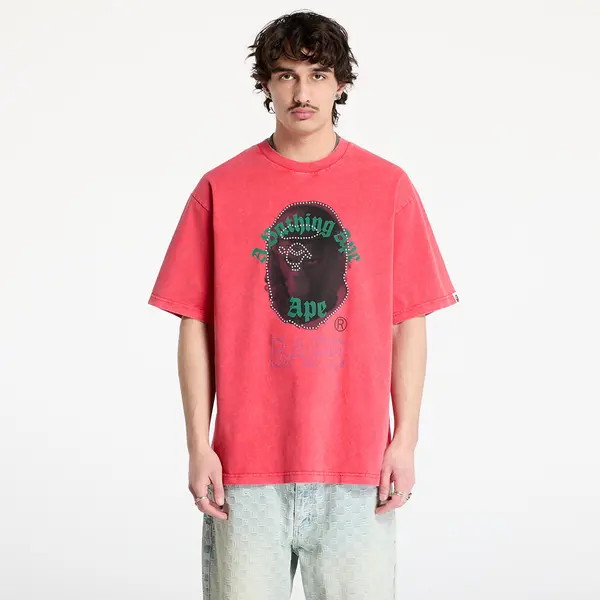 A BATHING APE Тениска A BATHING APE Garment Dye Rhinestone Ape Head Relaxed Fit Tee UNISEX Red M