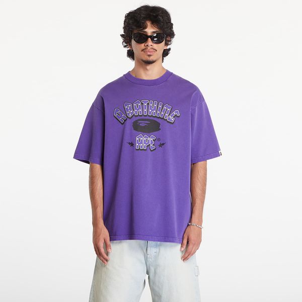 A BATHING APE Тениска A BATHING APE Garment Dye Rhinestone Logo Relaxed Fit Short Sleeve Tee Purple M