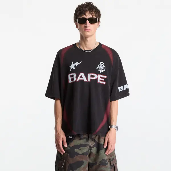 A BATHING APE Тениска A Bathing Ape Heavy Wash Hand Draw Football Multi Logo Relaxed Fit Tee UNISEX Black XL