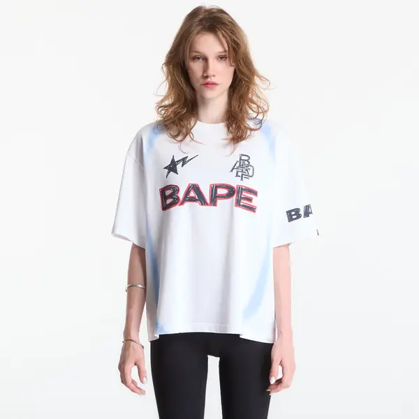 A BATHING APE Тениска A Bathing Ape Heavy Wash Hand Draw Football Multi Logo Relaxed Fit Tee UNISEX White XL
