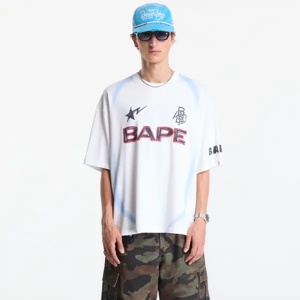A BATHING APE Тениска A Bathing Ape Heavy Wash Hand Draw Football Multi Logo Relaxed Fit Tee UNISEX White XXL