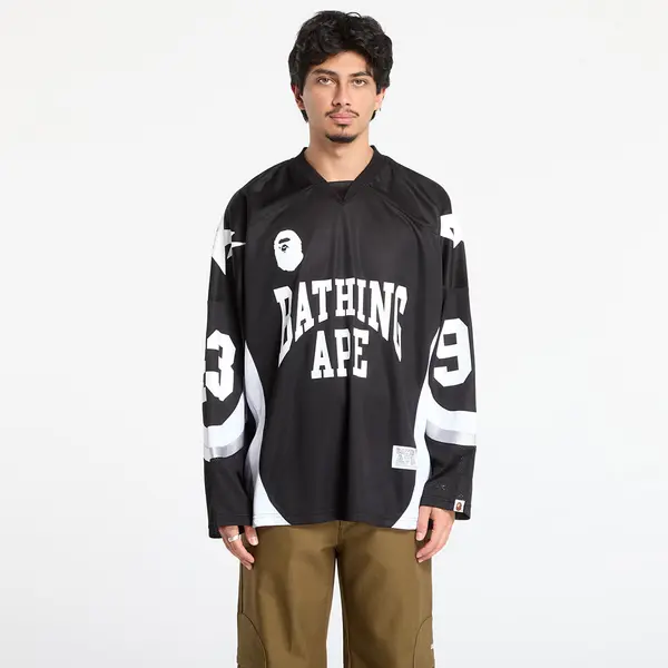 A BATHING APE Тениска A BATHING APE Line Camo Jacquard Logo Relaxed Fit Ice Hockey Jersey Black XL