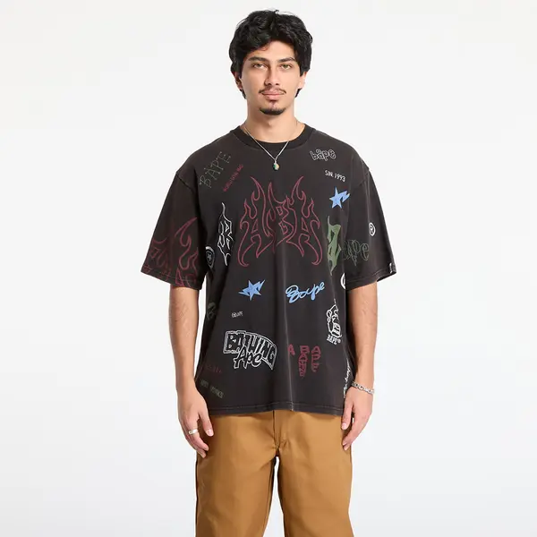 A BATHING APE Тениска A BATHING APE Overall Print Relaxed Fit Tee Black S