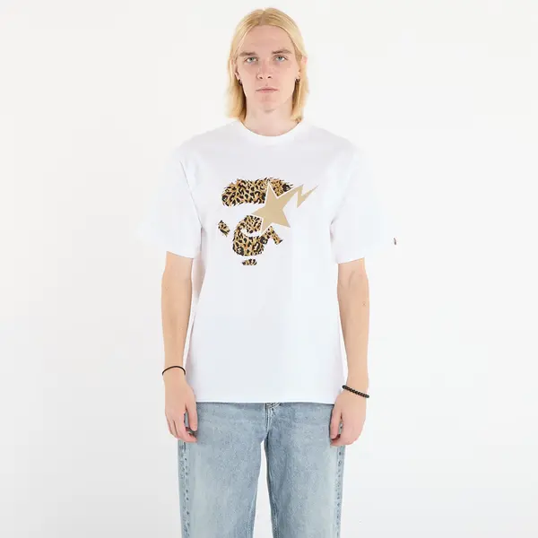A BATHING APE Тениска A BATHING APE Wild Leopard Pattern Ape Face Sta Tee UNISEX White XL