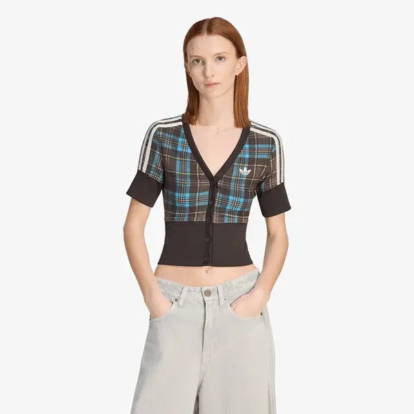 adidas Originals Тениска adidas Checked V-Neck Shirt With Buttons Multicolor S