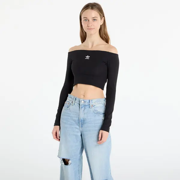 adidas Originals Тениска adidas Essentials Rib Off Shoulder Long-Sleeve Top T-Shirt Black XL