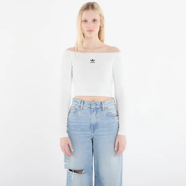 adidas Originals Тениска adidas Essentials Rib Off Shoulder Long-Sleeve Top T-Shirt White S