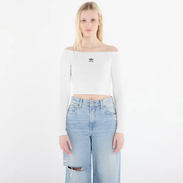 adidas Originals Тениска adidas Essentials Rib Off Shoulder Long-Sleeve Top T-Shirt White XL