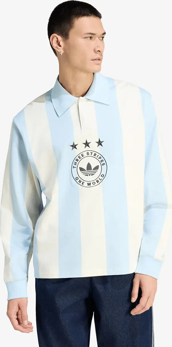 adidas Originals Тениска adidas Graphic Long Sleeve Polo Shirt Ice Blue L
