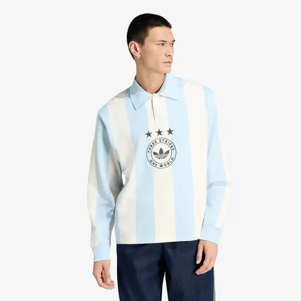 adidas Originals Тениска adidas Graphic Long Sleeve Polo Shirt Ice Blue XL