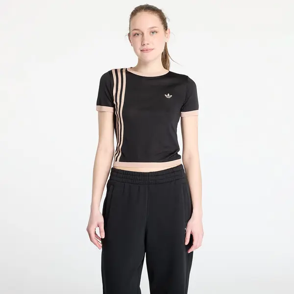 adidas Originals Тениска adidas Knitted 3 Stripe Short Tee Black S