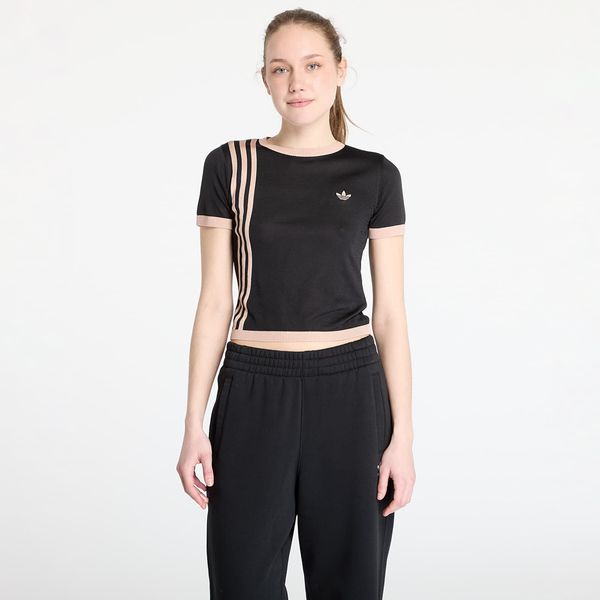 adidas Originals Тениска adidas Knitted 3 Stripe Short Tee Black XS