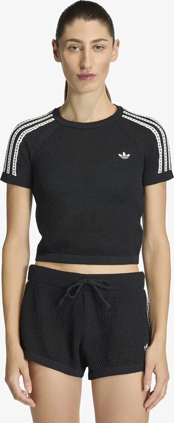 adidas Originals Тениска adidas Knitted Crochet Cali T-Shirt Black L