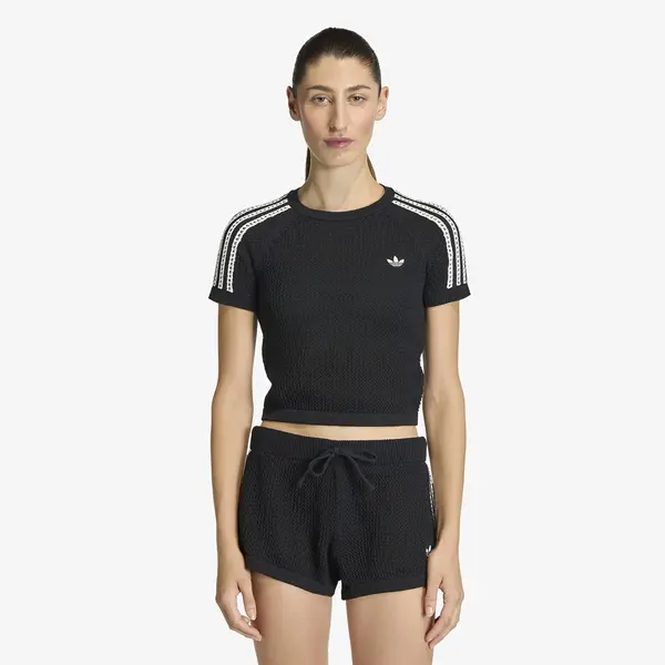 adidas Originals Тениска adidas Knitted Crochet Cali T-Shirt Black S