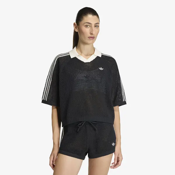 adidas Originals Тениска adidas Knitted Crochet Polo Black M