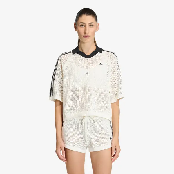 adidas Originals Тениска adidas Knitted Crochet Polo Off White M