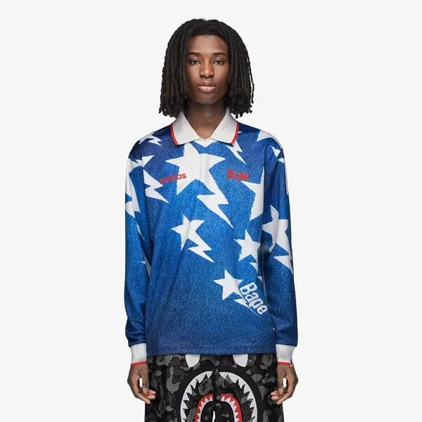 adidas Originals Тениска adidas Lsl Star Jersey Bape Medium Blue Denim L