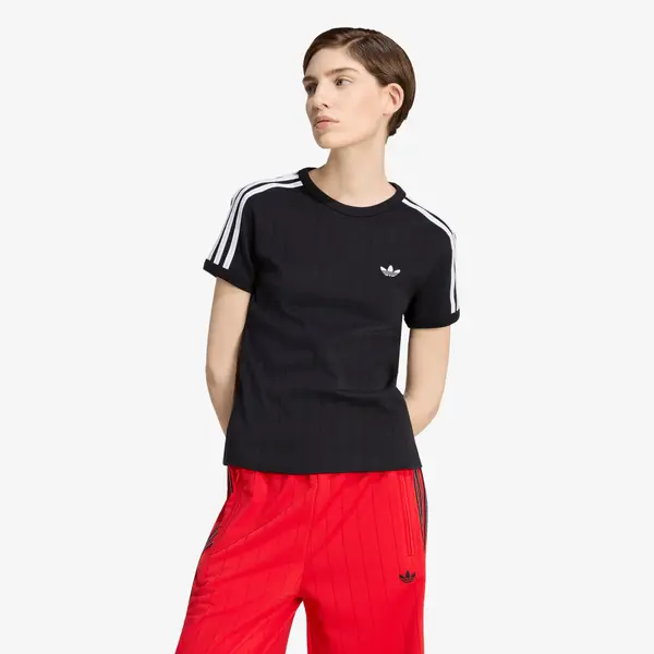 adidas Originals Тениска adidas Pinstripe Short Sleeve Slim Tee Black/ White/ Grey Two S