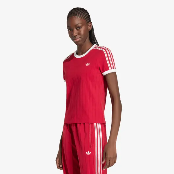 adidas Originals Тениска adidas Pinstripe Short Sleeve Slim Tee Team Victory Red/ White/ Team Victory Red XS
