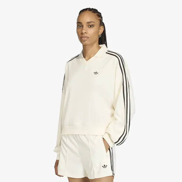 adidas Originals Тениска adidas Terry Towel V Neck Long Sleeves Polo Shirt Off White L