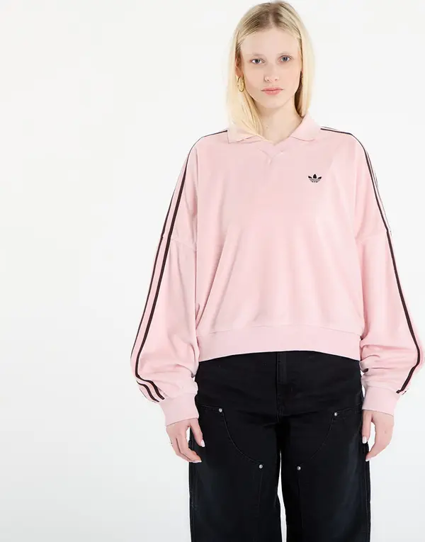 adidas Originals Тениска adidas Terry Towel V Neck Long Sleeves Polo Shirt Sandy Pink XL