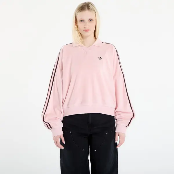 adidas Originals Тениска adidas Terry Towel V Neck Long Sleeves Polo Shirt Sandy Pink XS