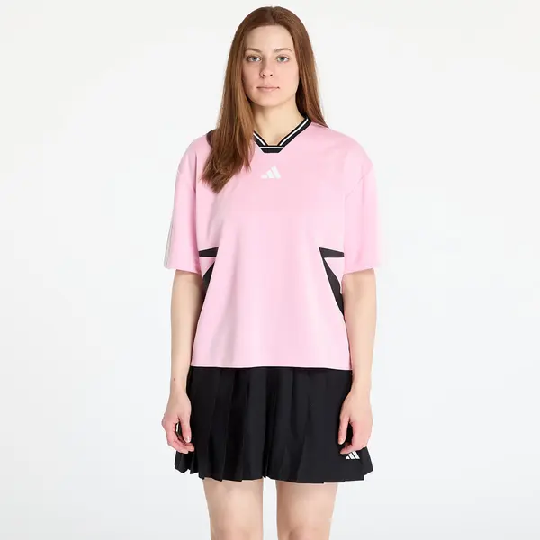 adidas Performance Тениска adidas Tiro Cut 3 Stripes Color Block Boyfriend T-Shirt True Pink/ Black/ White XS