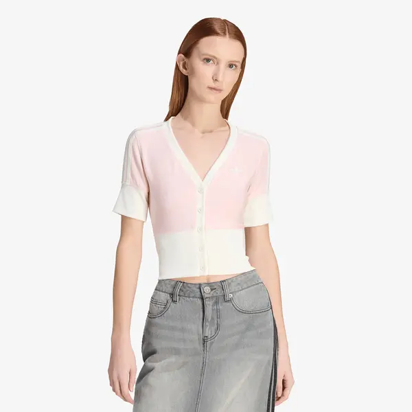 adidas Originals Тениска adidas V-Neck Shirt With Buttons Sandy Pink M