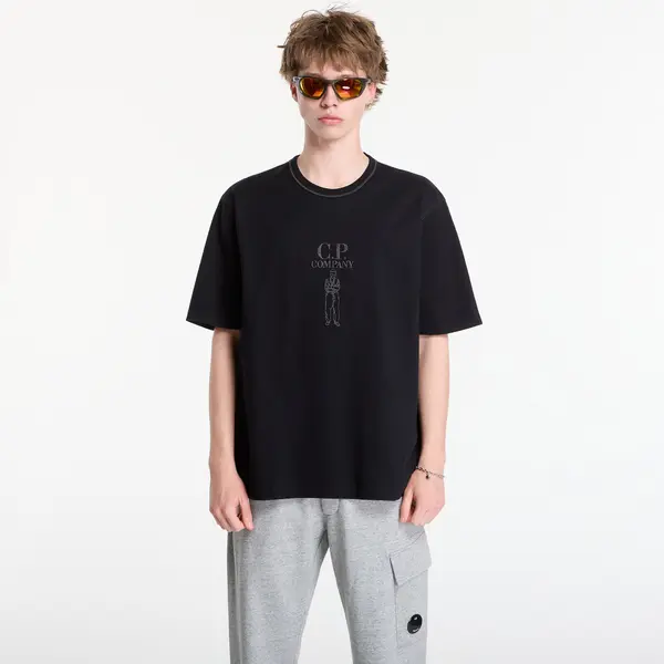 C.P. Company Тениска C.P. Company Mercerized Jersey 30/2 Twisted Short Sleeve Logo T-Shirt Black L